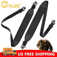 Two Point Rifle Gun Sling Strap + Swivels & w/ Upgraded Non-Slip Shoulder Padded