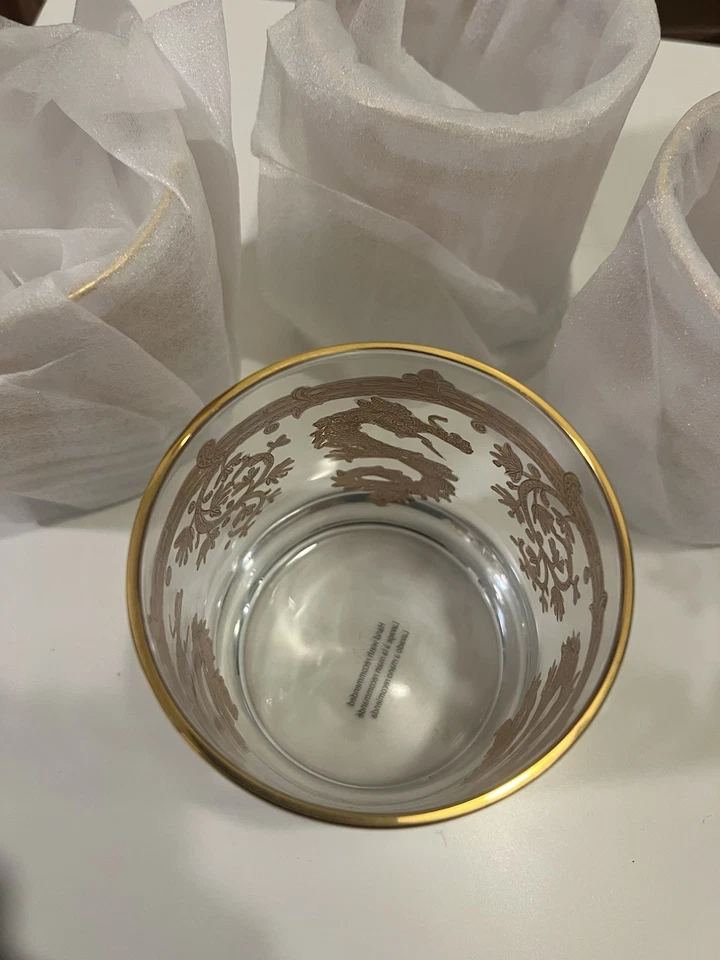 Williams Sonoma Lunar Gold Dragon Doble Gafas Antiguas DOF Juego de 4 NUEVO Foto 3 de 3