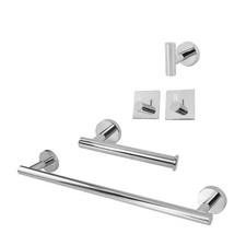 5-Piece Bath Hardware Set with 16 In. Towel Bar, Toilet Paper Holder, and Towel