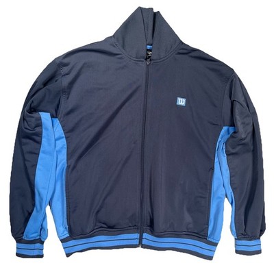 Wilson Men s Blue Zip Up Sports Jacket Sz M Two-Tone Back Pocket Warm Up Tennis