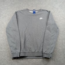 Nike Sweatshirt Men Medium Gray Club Fleece Pullover Crewneck Swoosh 804340-071 