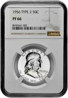 1956 Type 2 50C Proof Silver Franklin Half Dollar NGC Graded PF 66 in New Holder