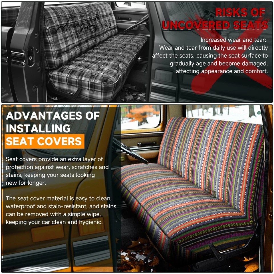 Pickup Truck Saddle Blanket Bench Seat Cover Full Size For Jeep J-10 1963-1987 - Image 3 of 4