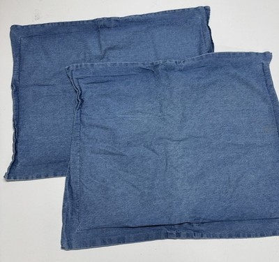 Lot of 2 Vintage CROWN CRAFTS 20x27 Blue Denim Pillow Sham Made in USA