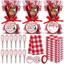 12 Sets Christmas Whisk Gifts Sets, Includes Stainless Steel Whisk, Xmas Gree...