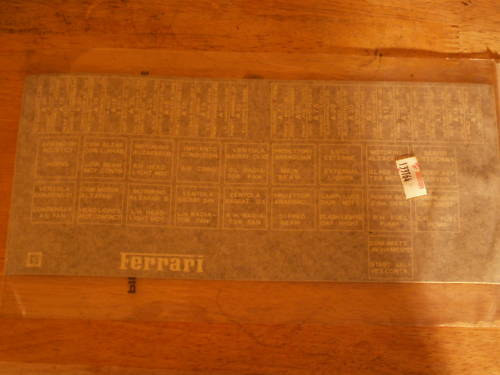 Ferrari Testarossa Fuse Relay Board Identity Label # 133764