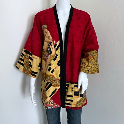 Dilemma Dhun Shroff Women's Kimono OS Art to Wear Klimt The Kiss Inspired