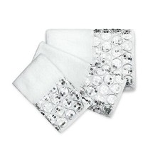 Popular Bath Sinatra 3 Piece Bath Towel, Hand and Wash Set, White with Sequins