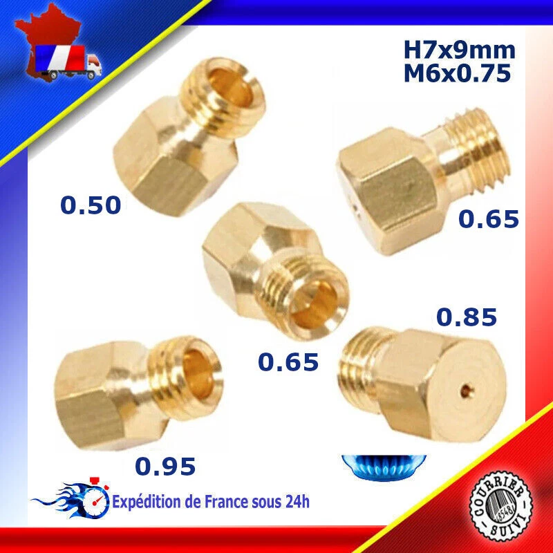 Lot 5 Gicleurs gaz 50 + 2x65 + 85 + 95 gaz bouteille cuisinière plaque cuisson - Photo 2/4