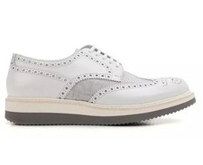 Prada Mens White Lace Up Wingtip Oxfords Z3660 Size 8.5 UK