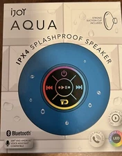 iJoy Aqua IPX4 Blue Splashproof Portable Bluetooth Led Speaker Calls NEW