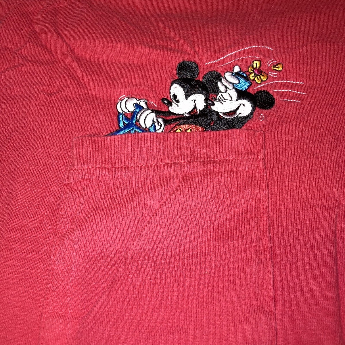 Vintage The Disney Store T Shirt Mickey Mouse Minnie Pocket
