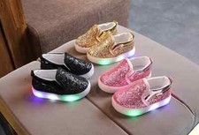 Children Casual Running Shoes sequin LED Boys Girls Fashion Sneakers 2024 Spring