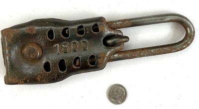 RARE Vintage FLAT PADLOCK 1800 Steel Locksmith Lock Antique Metal Security Rusty