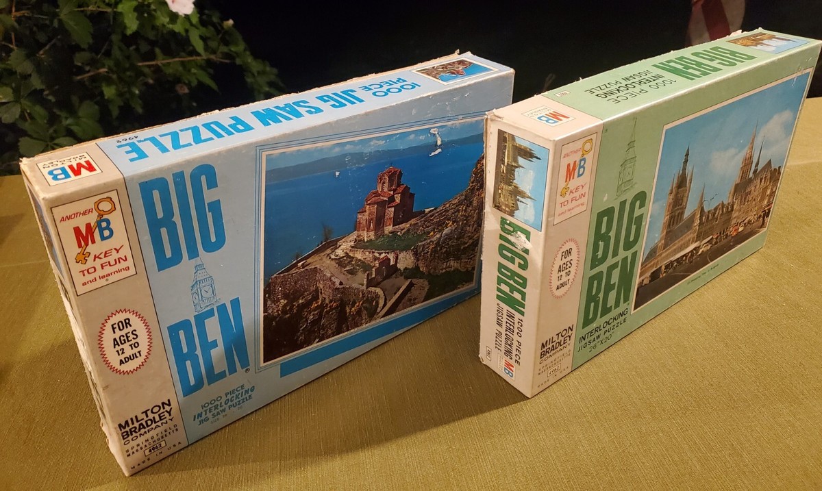 2 Vintage 1965 Milton Bradley 4962 Big Ben 1000 Piece Jigsaw