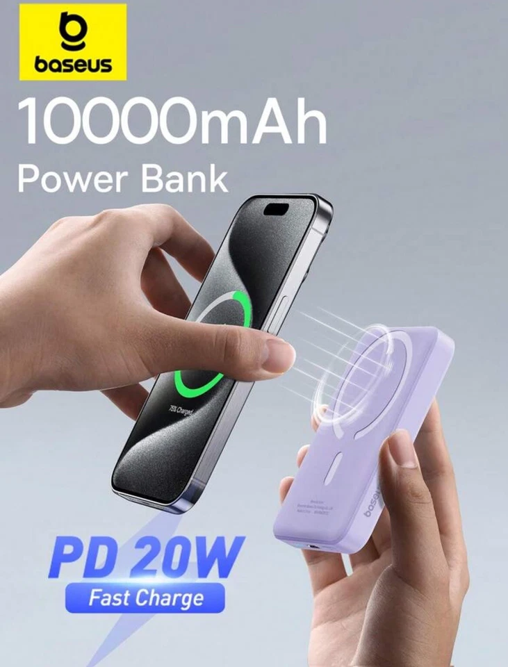 Baseus Magnetic Battery, Wireless Portable Charger 20W USB-C Purple - Imagem 2 de 4