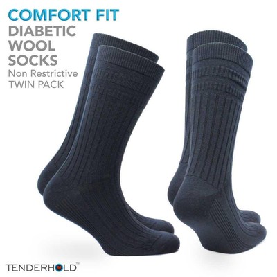 Norfolk Herren Wollmischung Diabetikersocken Komfort unverbindlich weiche Oberteile 2 Paar 