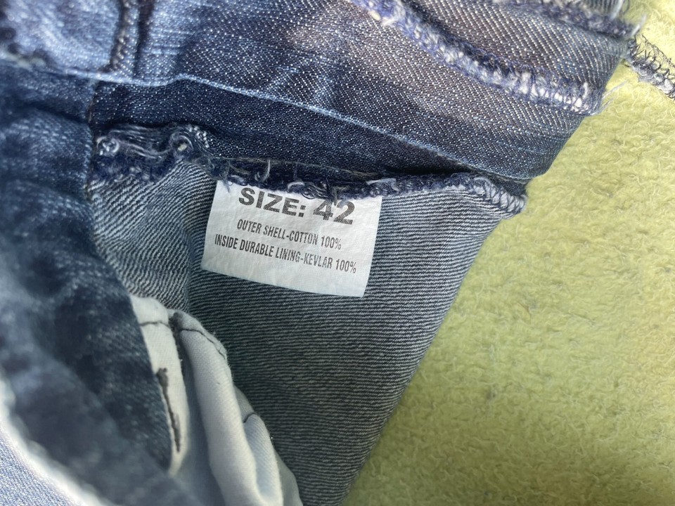 Sliders Motorcycle Jeans Kevlar Reinforced Gear Mens 42x25.5 Blue Denim