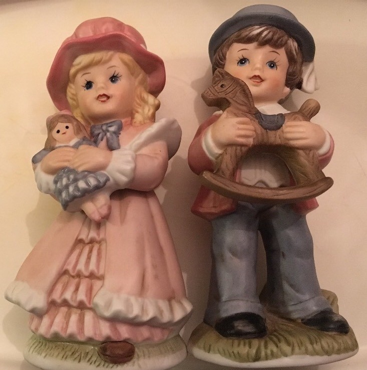 【中古】 ホーム・カミング hOME iNTERIORS BOY GIRL FIGURINES #1419 PORCELAIN HOMCO VINTAGE