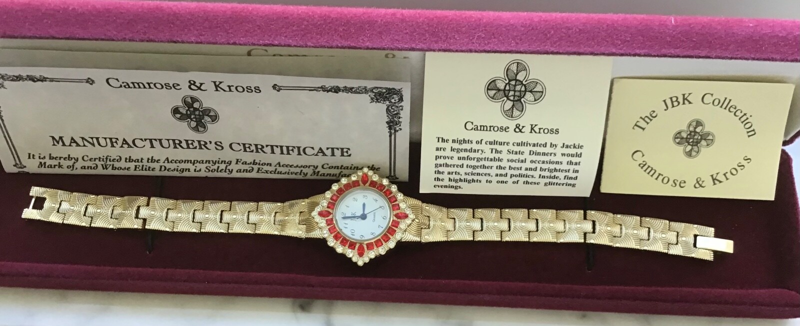 Camrose & Kross Jacqueline  Jackie Kennedy JBK  Watch New Battery  Very Rare.