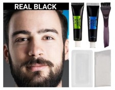 1 KIT-REAL BLACK BEARD DYE CREAM-DYE GRAY BEARD MOUSTACHE SIDEBURNS IN MINUTES