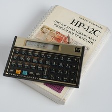 HP 12C FINANCIAL CALCULATOR 1980s USA with Instructions Book Tested Works