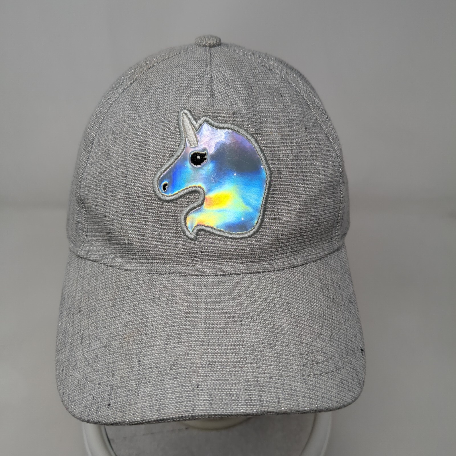 Unicorn Patch Strapback Hat Gray OSFA Adjustable … - image 2