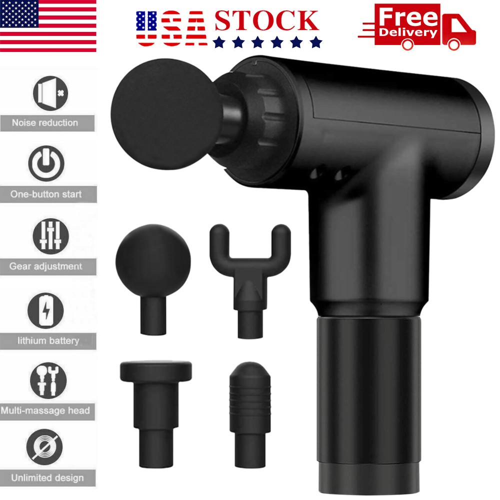 Percussion Massage Gun with 4 Heads for Deep Tissue Muscle Relaxation