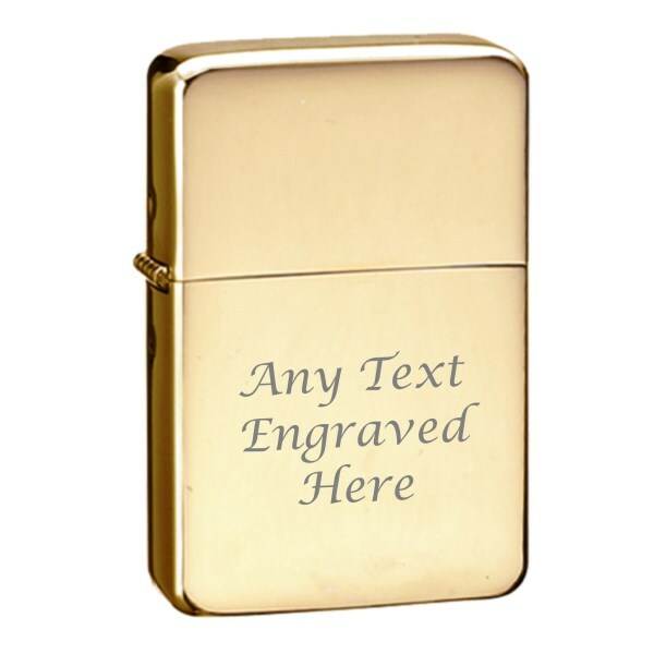 Personalised Engraved Lighter in Metal Gift Tin Gold Polished