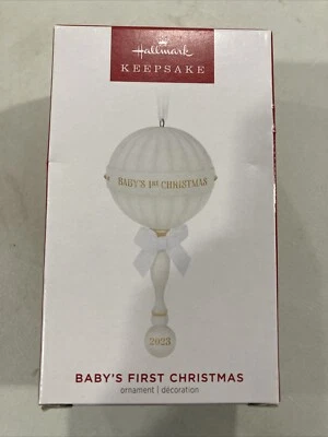 2023 Hallmark Baby's First Christmas Porcelain Rattle Christmas Ornament NEW