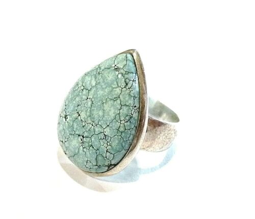 Bijou argent 925 bague pierre véritable turquoise taille 62 ring  - Afbeelding 1 van 3
