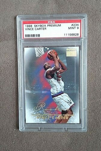 1998 Skybox Premium Vince Carter Rookie Card #234 PSA Graded 9 Mint Clean Case - Picture 1 of 2