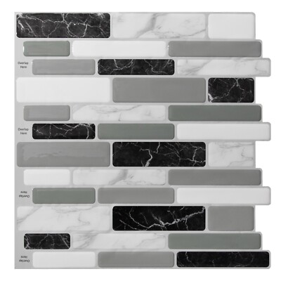 Art3d Peel and Stick Tile Kitchen Bathroom Backsplash Grey White Brick Stick