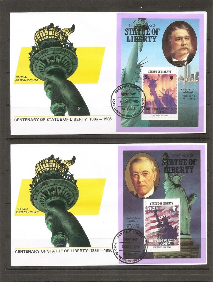 British Virgin Island SC # 559-567 Statue Of Liberty Centenary FDC. Souvenir S . - Image 4 of 4