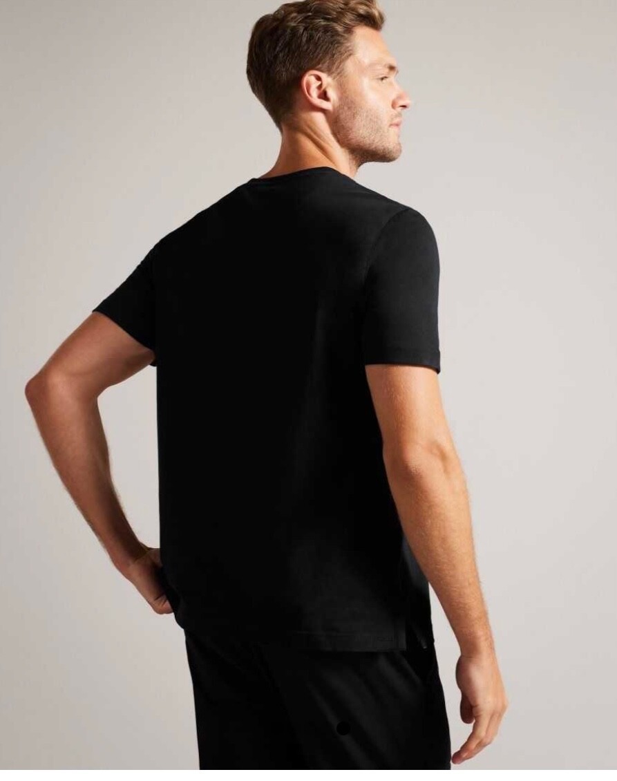 Grand T-Shirt Ted Baker Homme Noir - Coupe Régulière 5XL (Poitrine 56) Neuf