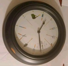 Vintage 1997 Micron Technology Metal 12" Round Wall Clock & Germany Barometer