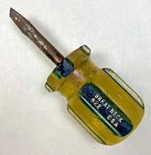 Vintage Great Neck Tools 822 - 1/4" Slotted Flat Tip Stubby Screwdriver USA Tool