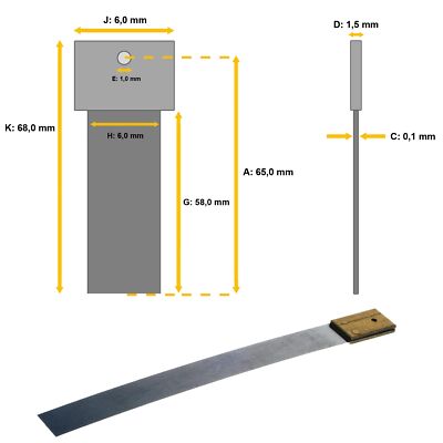 Pendelfeder für Standuhren, Wanduhren und Pendulen 68,5 x 6,00 x