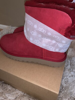 UGG Women Mini Bailey Bow II Red Winter Boot US Size 5