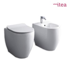 Set Sanitari Bidet Wc E Sedile Coprivaso Serie Glomp Filo Muro In Ceramica