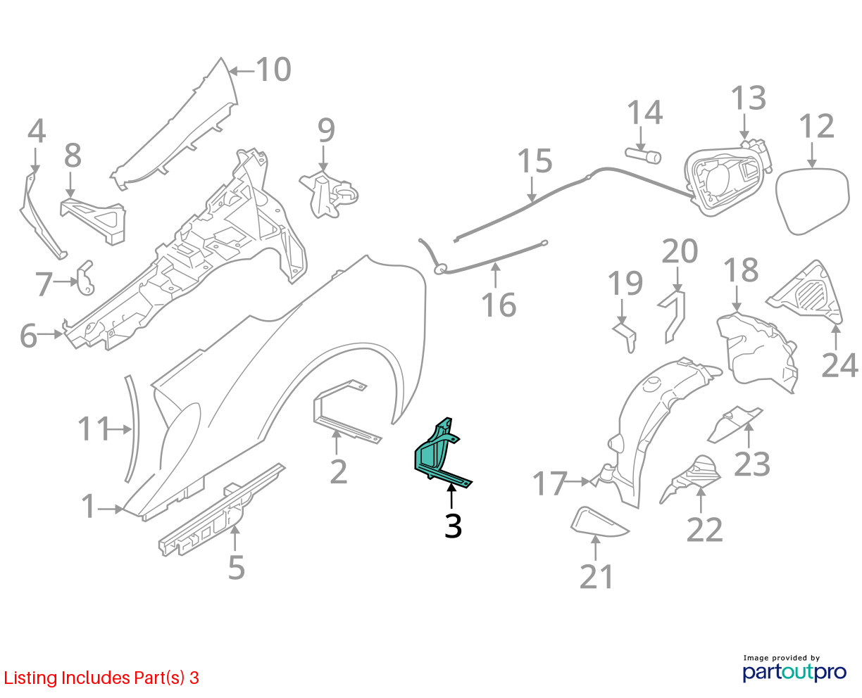 BMW I8 I12 I15 Rear Right Lower Quarter Panel Bracket 7431790 2014 - 2020 OEM