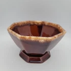 Vtg Hull Brown Dripglaze Pottery F62 Footed Planter 4"H