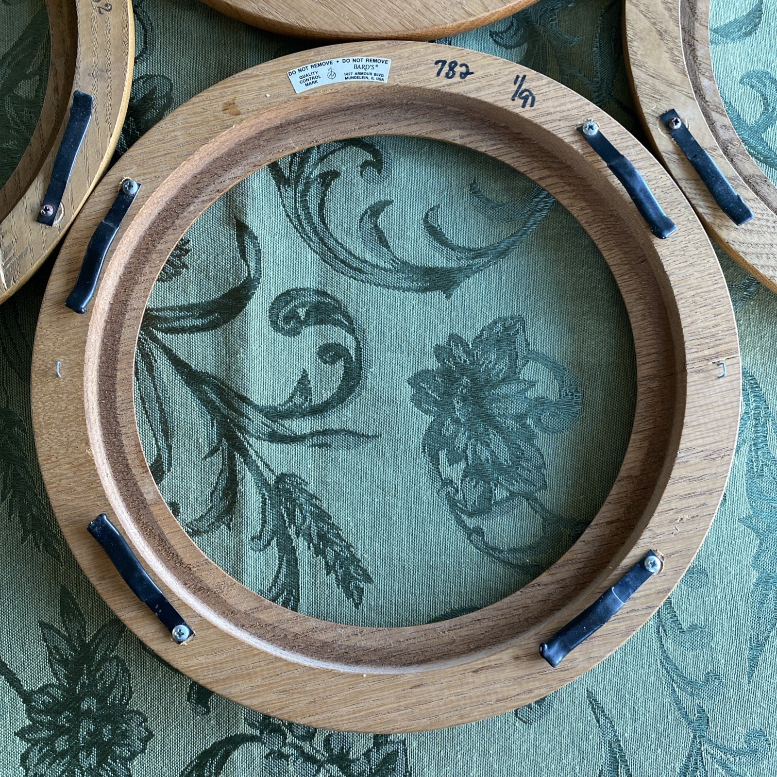 7 Vintage Bard's #782 Oak Wood  Round Plate Frames 10"