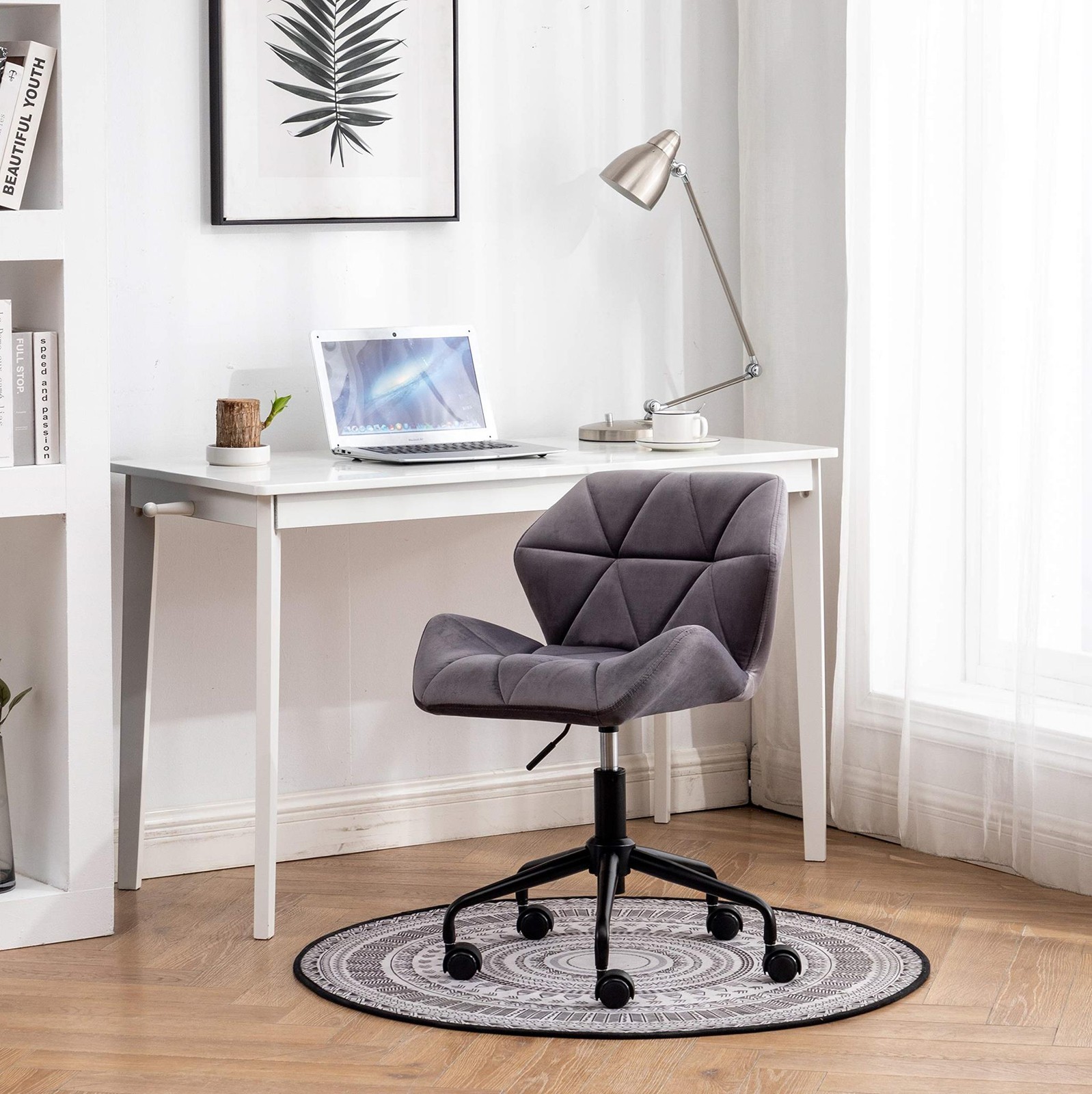 Roundhill Furniture Eldon Diamond Tufted Adjustable Swivel O