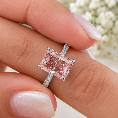 Ausgefallener lebendiger rosa Ring strahlender Schliff 3,75 ct IGI Lab Create...