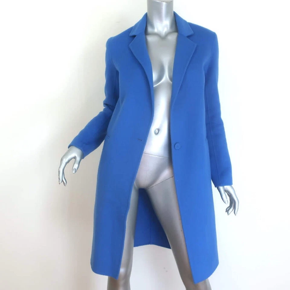 Abrigo Sandro Dilan de un solo botón azul lana cepillada talla 34 Foto 3 de 4