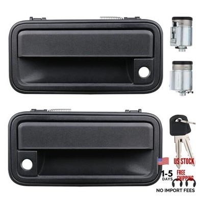 APPERFiT All Metal Exterior Door Handles w/Key Lock Cylinders Black Front