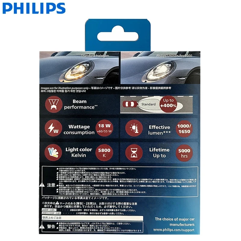 Philips LED H9/H11 Ultinon Pro9200 5800K White Car Headlight Globes 11362U92X2 - Image 4 of 4