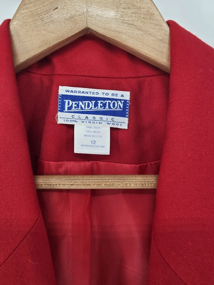 Blazer Pendleton Clásico Mujer Talla 12 Rojo 100% Lana Virgen Abrigo Chaqueta Foto 2 de 4