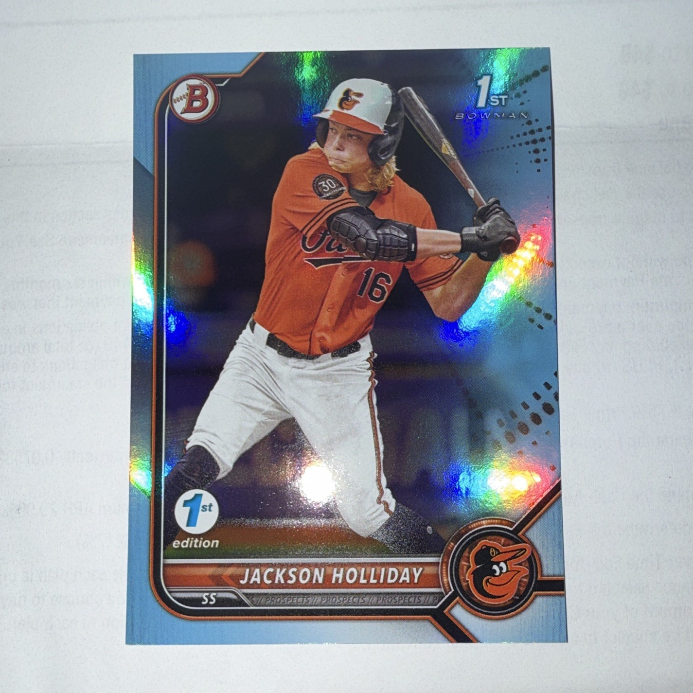JACKSON HOLLIDAY 2023 1st Bowman Chrome Sky Blue Refractor #BDC-168 Draft 1st Ed